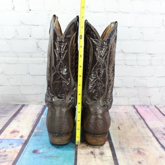 Cowtown Brown Leather Mid Calf Pull On Western Cowboy Boots Size 7 D - Picture 8 of 9